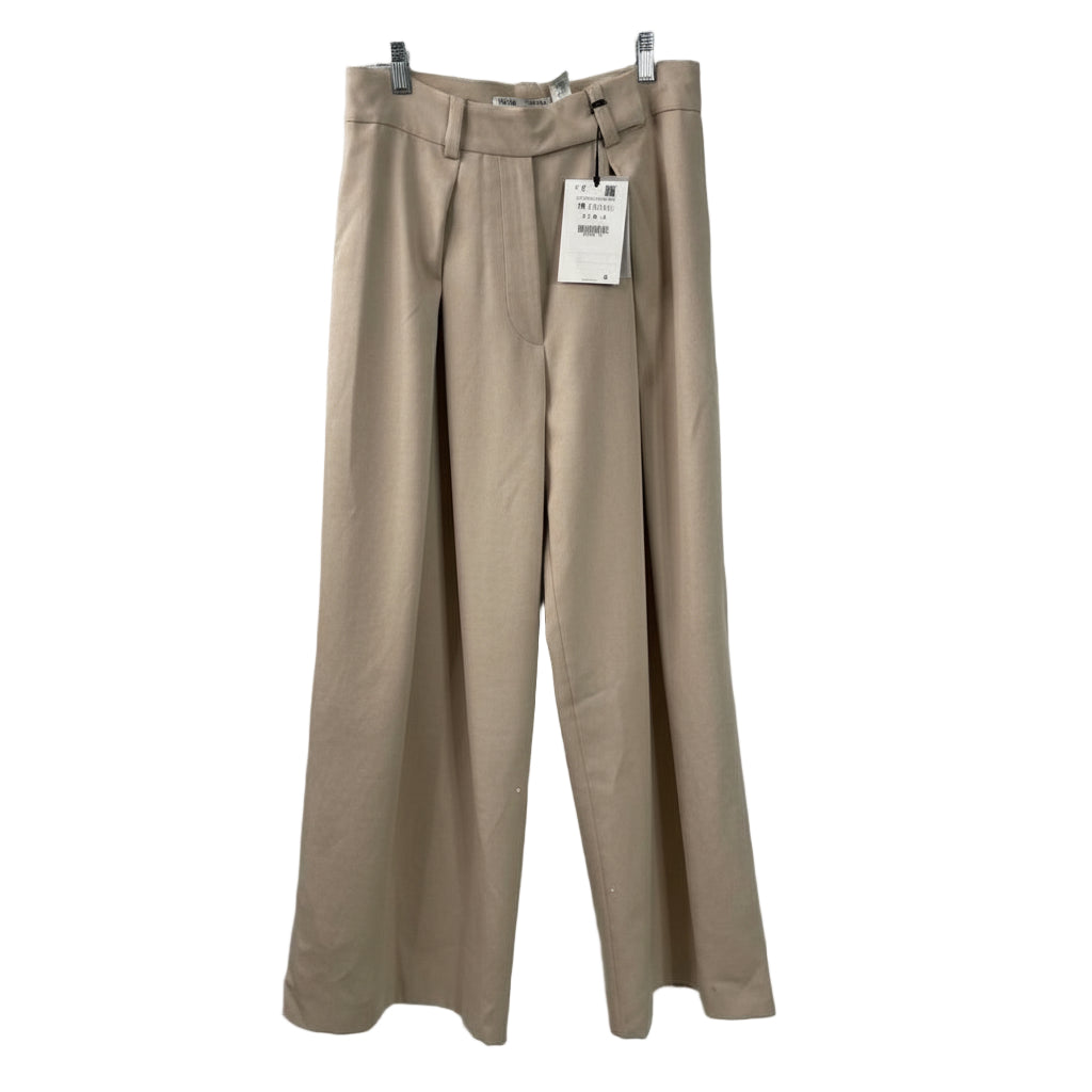 Zara Sand Wide-Leg Pleated Pants - M Size Relaxed Fit